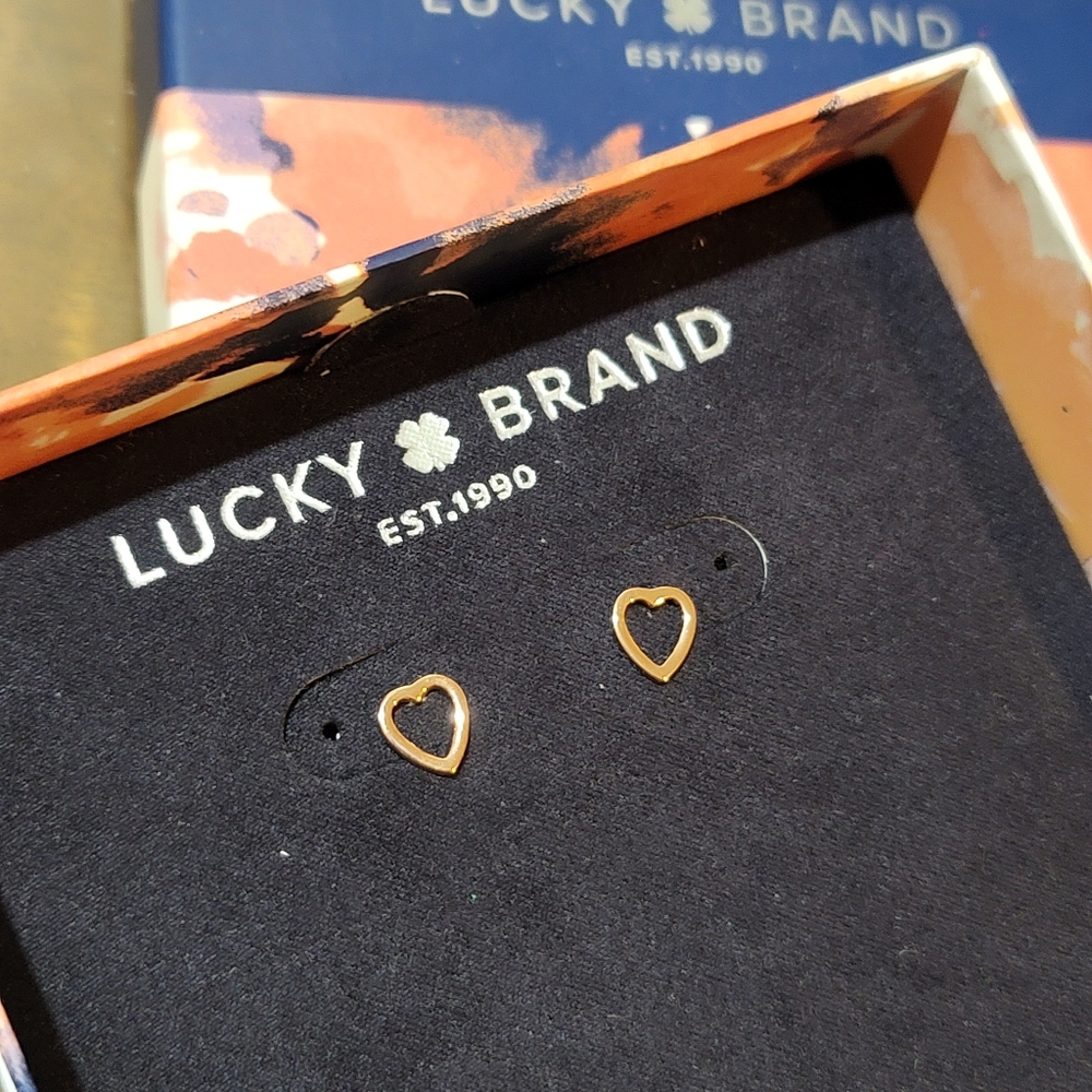 2/$20 Lucky Brand Hollow ❤ Heart Stud Earrings
